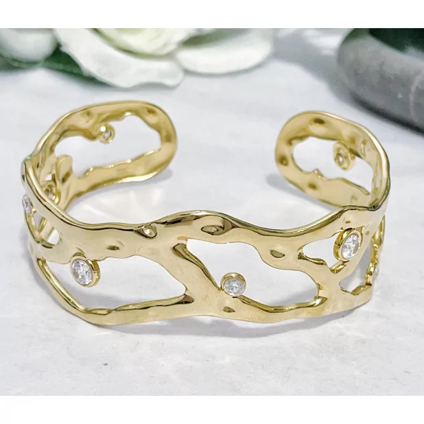 Jonc en acier et strass