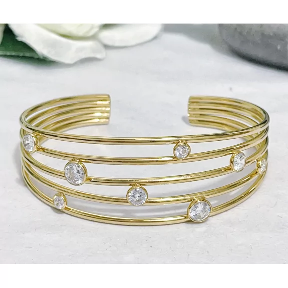 Bracelet jonc acier strass