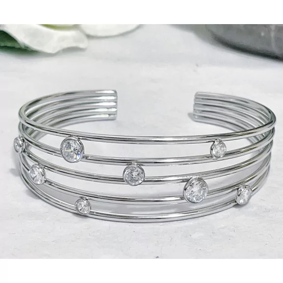 Bracelet jonc acier strass