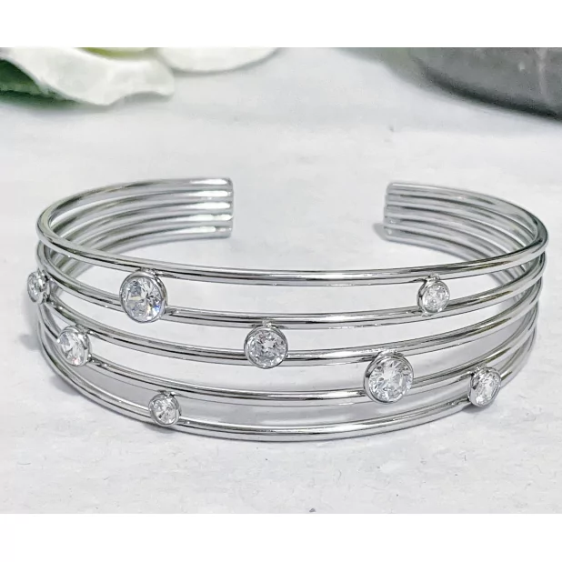 Bracelet jonc acier strass