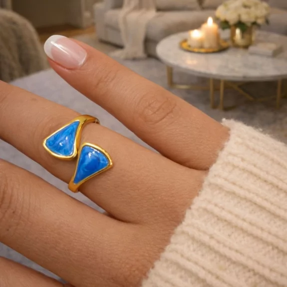 Bague tendance dorée en acier