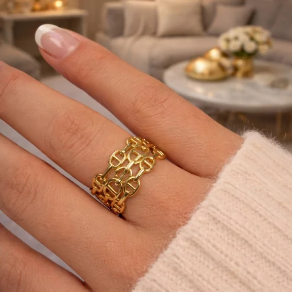 Bague tendance luxe 3 rangées