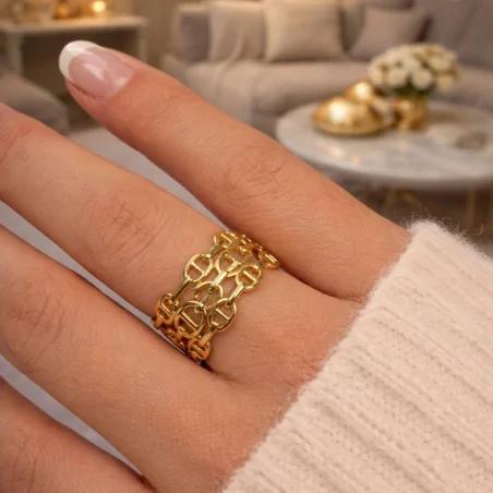 Bague tendance luxe 3 rangées