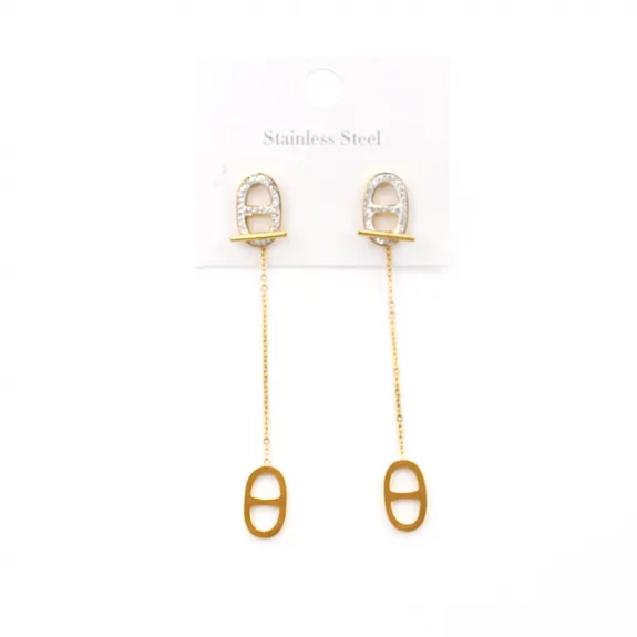 Boucles d'oreilles acier pendante luxe