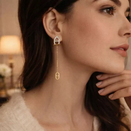 Boucles d’oreilles pendantes dorées en acier inoxydable