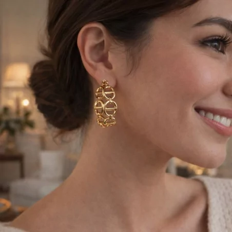 Créoles dorées élégantes en acier inoxydable