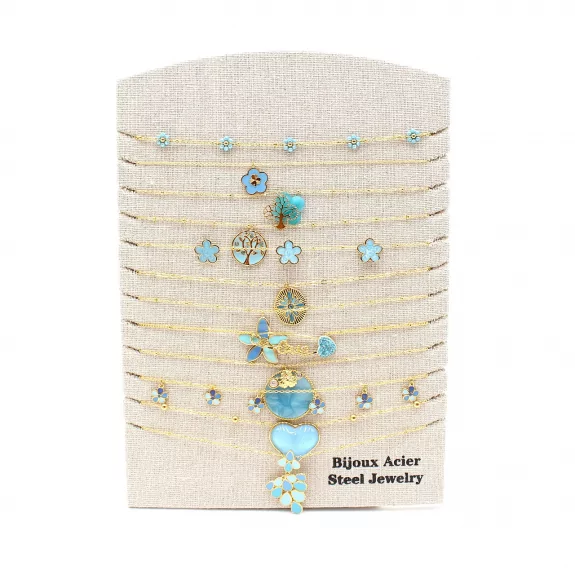 Pack 12 Colliers Acier Inoxydable - turquoise