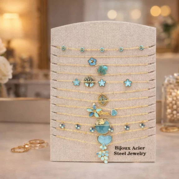 Pack 12 Colliers Acier Inoxydable - turquoise