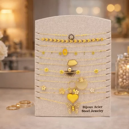 Pack 12 Colliers Acier Inoxydable - JAUNE