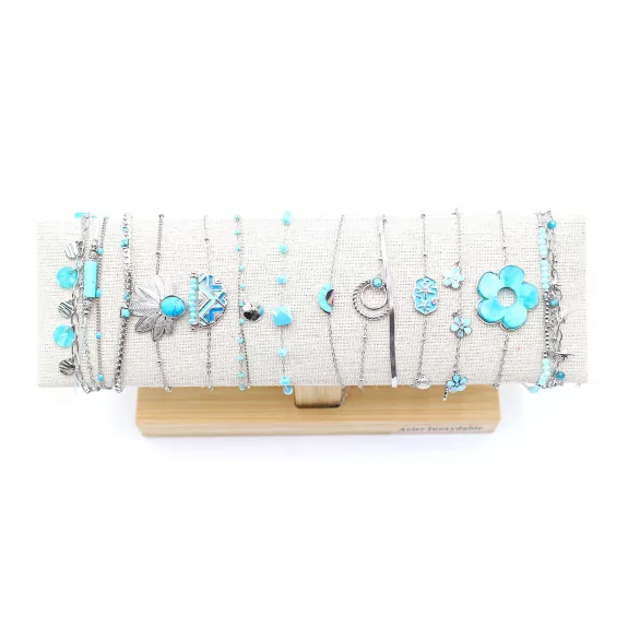 Pack de 12 bracelets acier - argenté turquoise