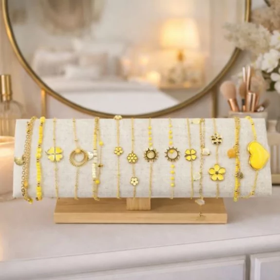 Pack de 12 bracelets acier - jaune