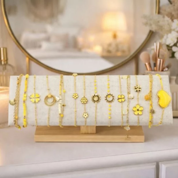 Pack de 12 bracelets acier - jaune