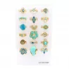 Pack 18 bagues acier inoxydable - turquoise