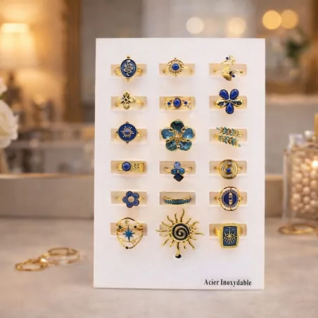 Pack 18 bagues acier inoxydable - marine