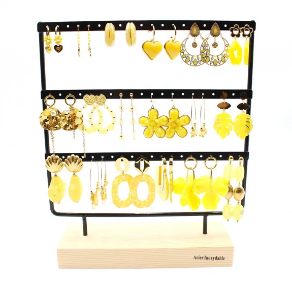 Pack de 18 boucles d'oreilles acier - jaune