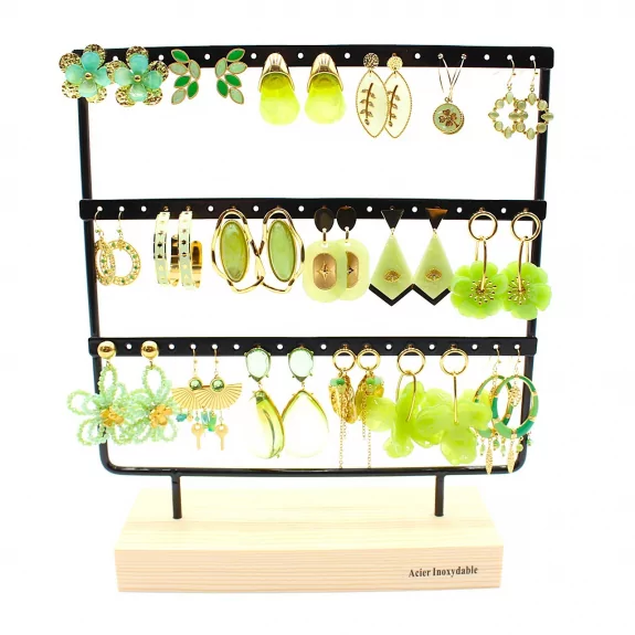 Pack de 18 boucles d'oreilles acier - VERT