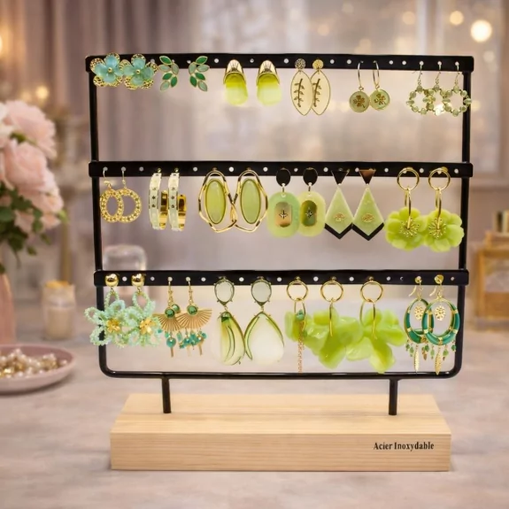 Pack de 18 boucles d'oreilles acier - VERT