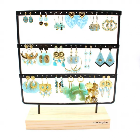 Pack de 18 boucles d'oreilles acier - TURQUOISE