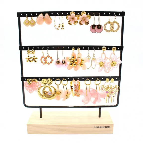 Pack de 18 boucles d'oreilles acier - ROSE