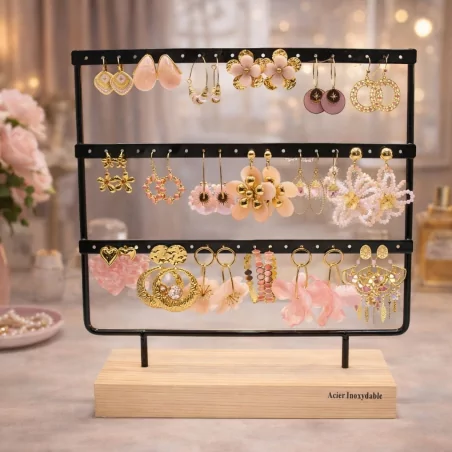 Pack de 18 boucles d'oreilles acier - ROSE