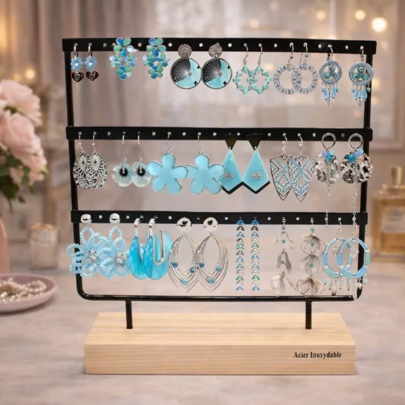 Pack de 18 boucles d'oreilles acier - argenté turquoise