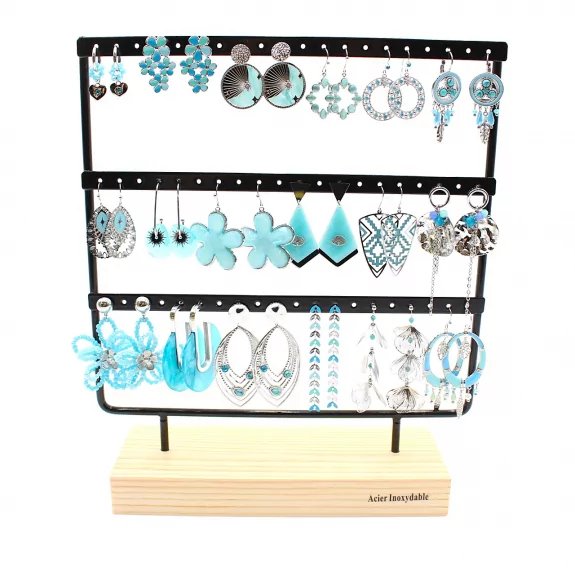 Pack de 18 boucles d'oreilles acier - argenté turquoise