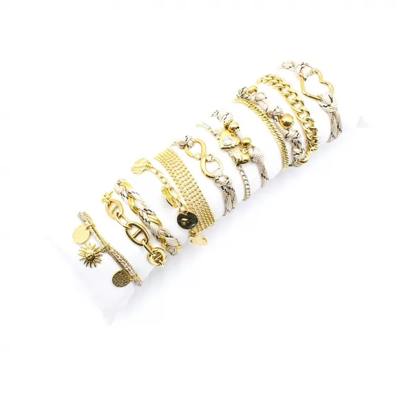 Pack de 12 bracelets acier et cordage