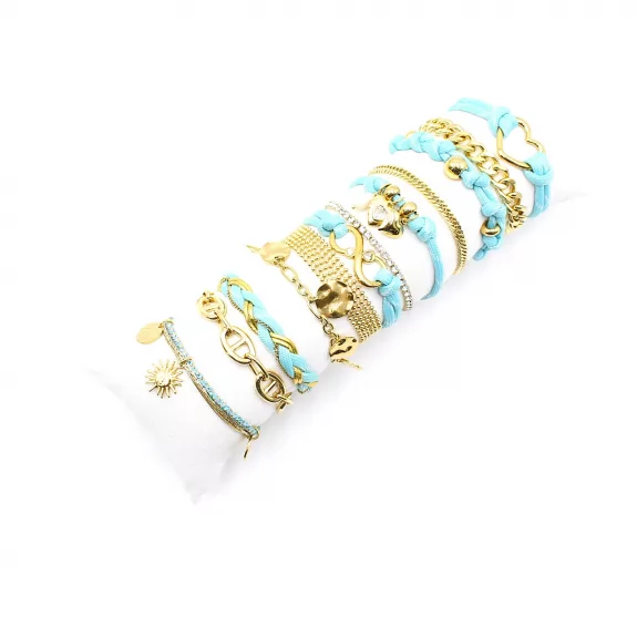 Pack de 12 bracelets acier et cordage