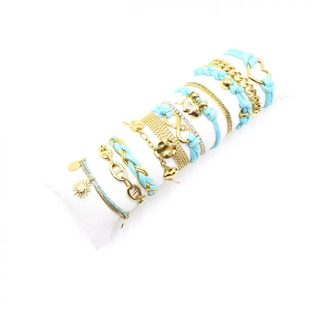 Pack de 12 bracelets acier et cordage