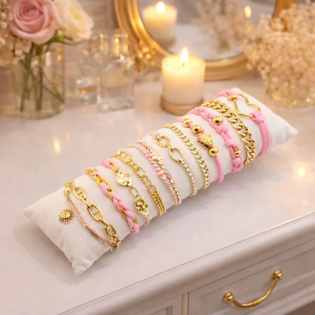 Pack de 12 bracelets acier et cordage