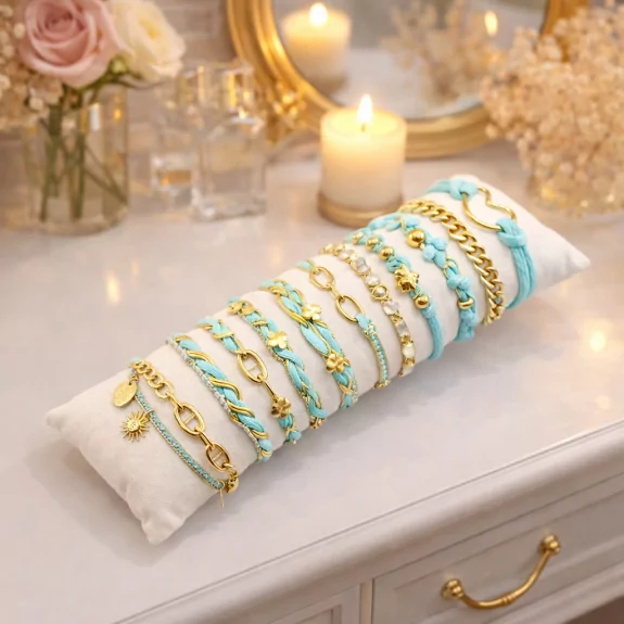 Pack de 12 bracelets acier et cordage