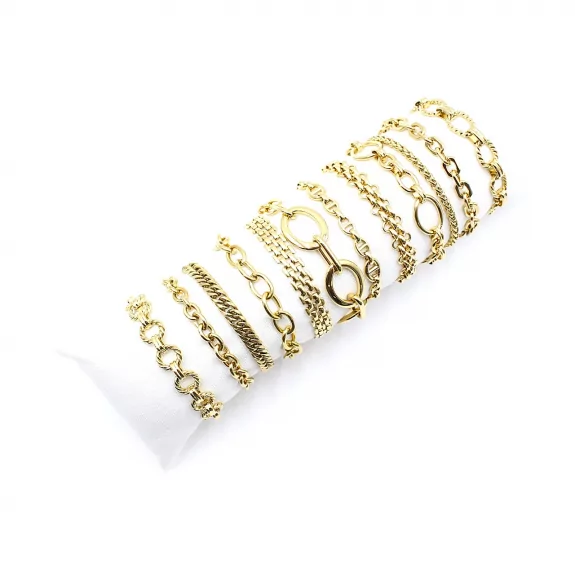 Pack 12 bracelets - maille dorée