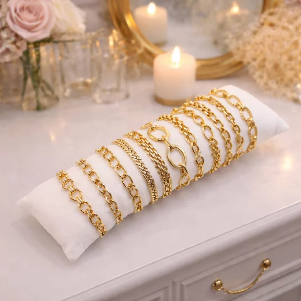 Pack 12 bracelets - maille dorée