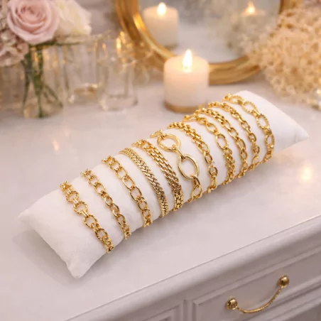 Pack 12 bracelets - maille dorée