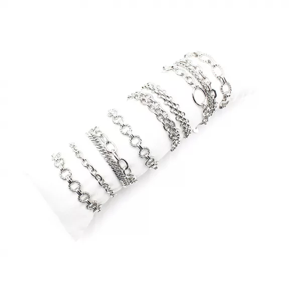 Pack 12 bracelets - maille argentée