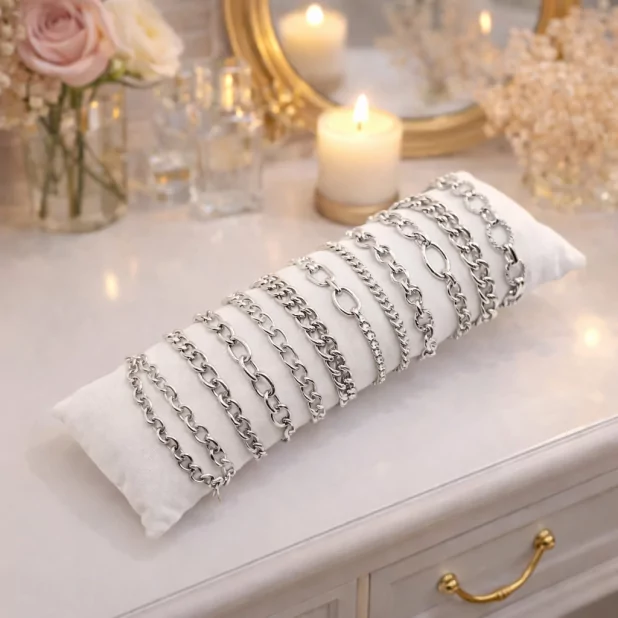 Pack 12 bracelets - maille argentée