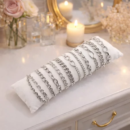 Pack 12 bracelets - maille argentée