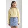 Pull femme pastel à col volanté