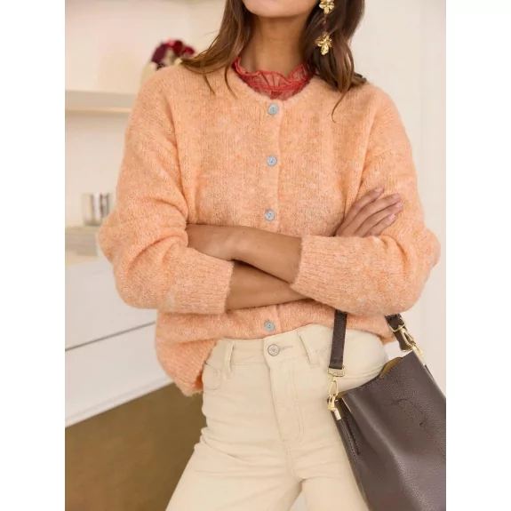 Gilet femme boutonné en maille douce