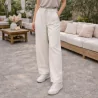 Pantalon Femme Coupe Droite à Taille Élastique