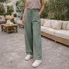 Pantalon Femme Coupe Droite à Taille Élastique