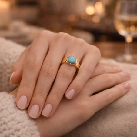 Bague en acier inoxydable avec pierre