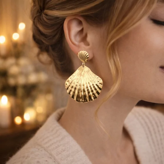 Boucles d'oreilles acier coquillage