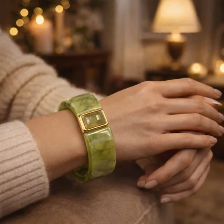 Bracelet jonc résine avec cabochon