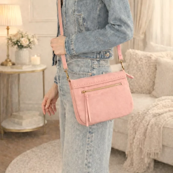 Sac aspect cuir souple – Rabat aimanté – Double poches