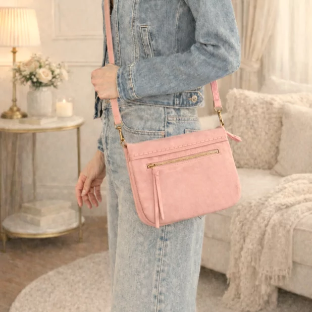 Sac aspect cuir souple – Rabat aimanté – Double poches