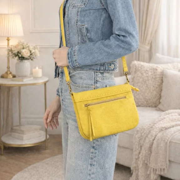 Sac aspect cuir souple – Rabat aimanté – Double poches