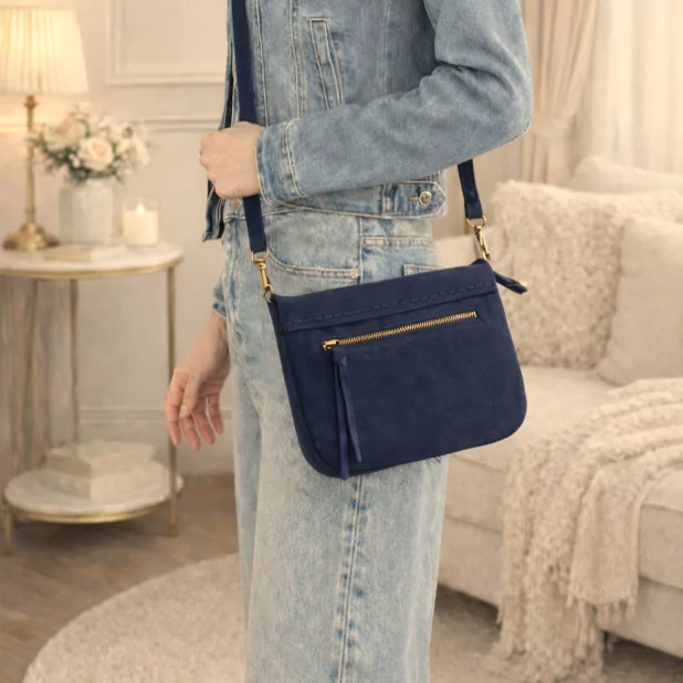 Sac aspect cuir souple – Rabat aimanté – Double poches