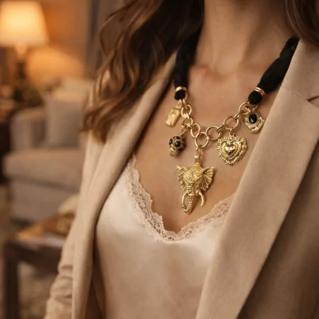 Collier acier breloque éléphant