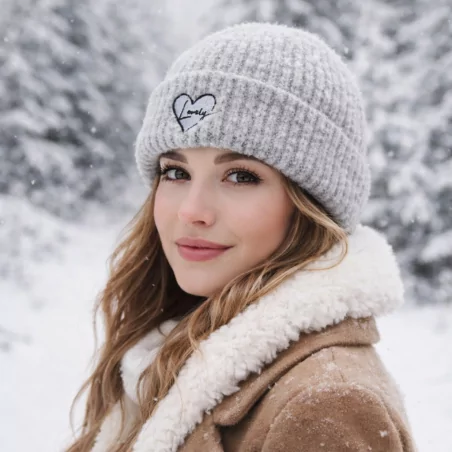 Bonnet tendance côtelé cœur - Lovely